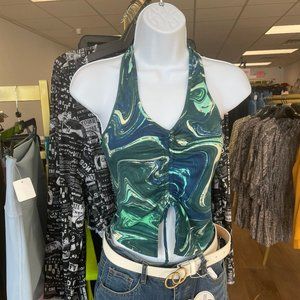 Front Rouching Halter Crop Top